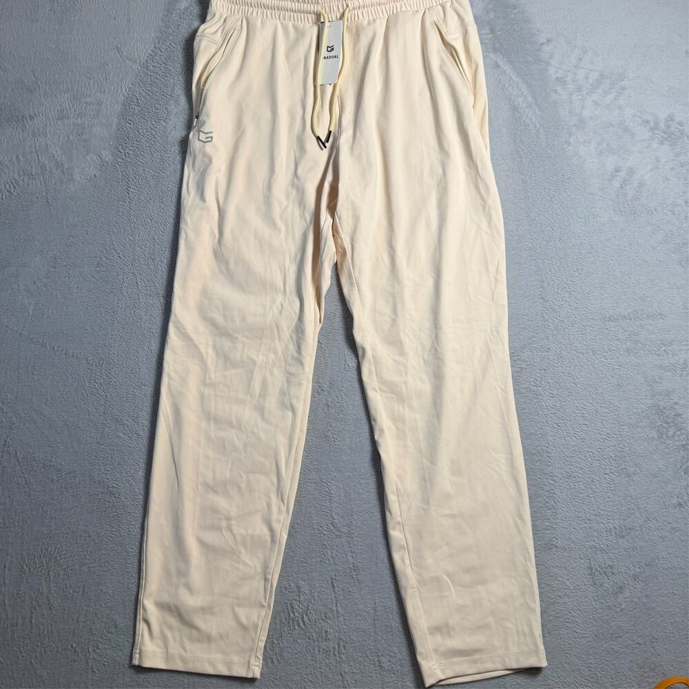 NWT Gradual Pants Mens Large Cream/Beige Golf Stretch Sportswear Lightweight